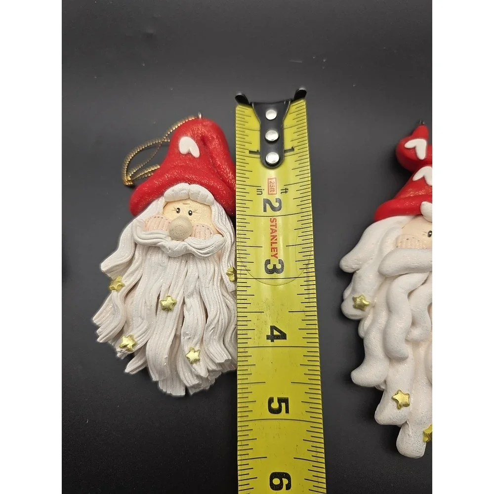Christmas Clay Santa‎ Ornaments Set of 3